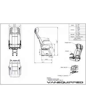 Banquette siège simple Ranger pour Sprinter/Transit/Promaster - VanEquipped
